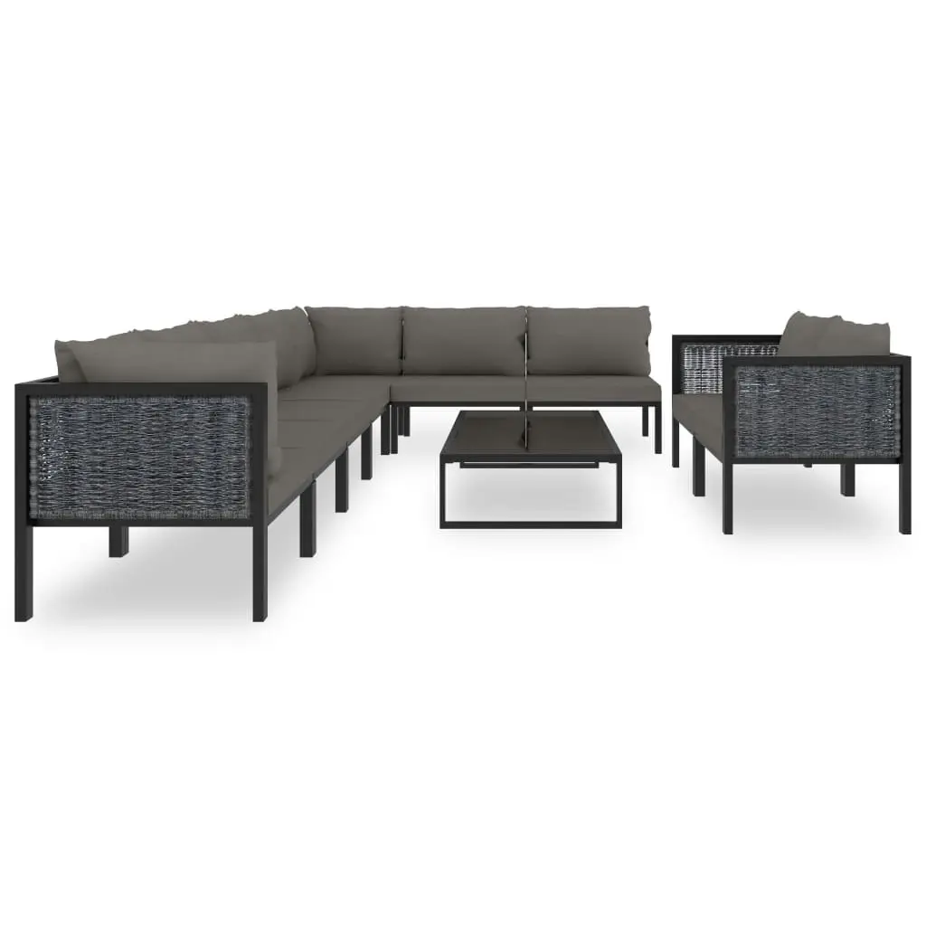 10 Piece Garden Lounge Set with Cushions Poly Rattan Anthracite 49410