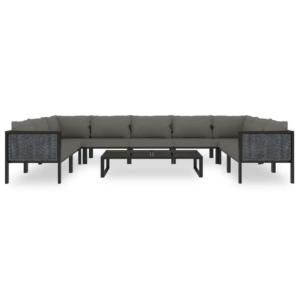 10 Piece Garden Lounge Set with Cushions Poly Rattan Anthracite 49410