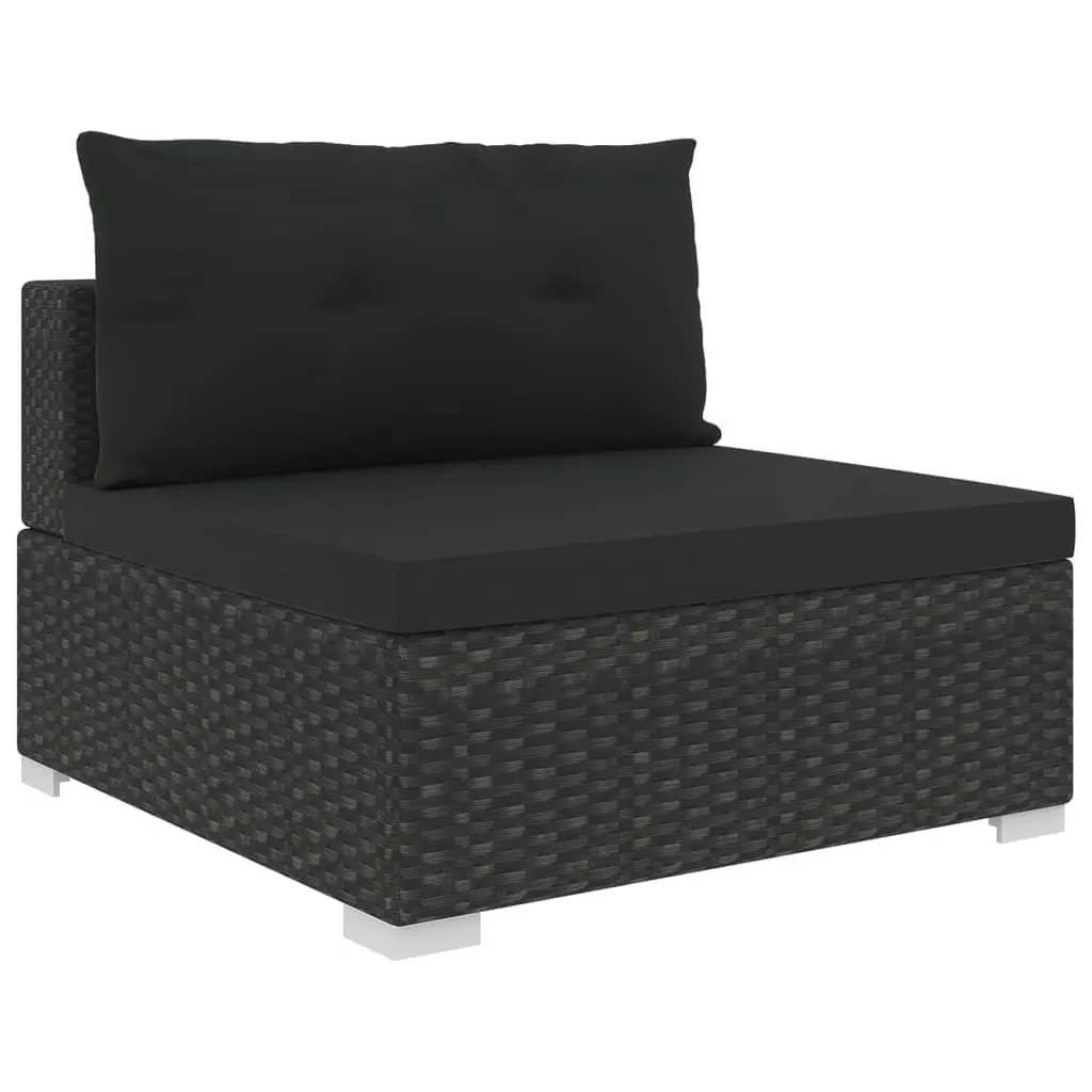 10 Piece Garden Lounge Set with Cushions Poly Rattan Black 46755