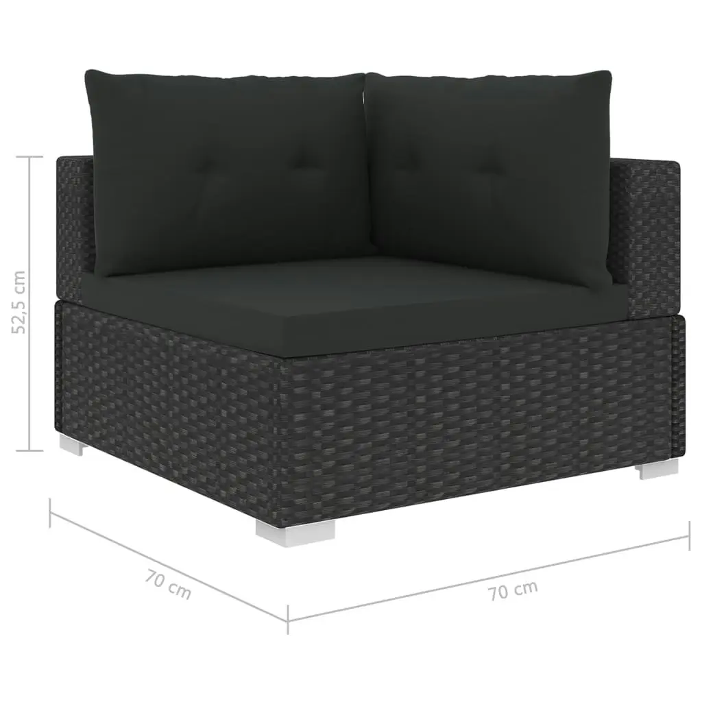 10 Piece Garden Lounge Set with Cushions Poly Rattan Black 46755