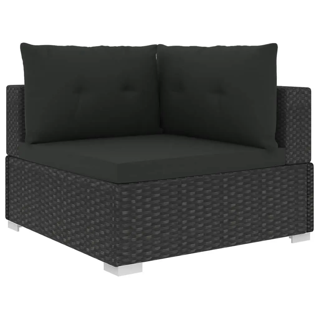 10 Piece Garden Lounge Set with Cushions Poly Rattan Black 46755