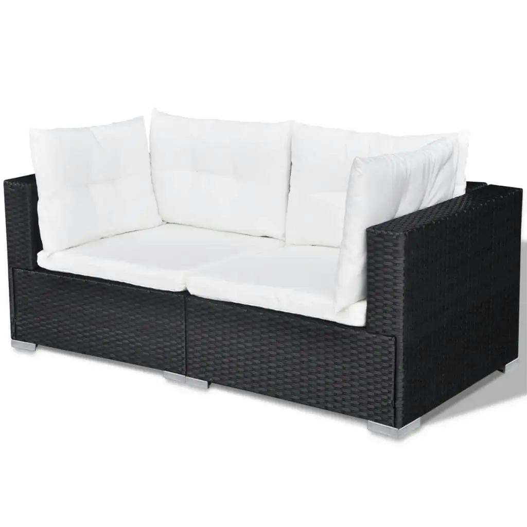 10 Piece Garden Lounge Set with Cushions Poly Rattan Black 41876