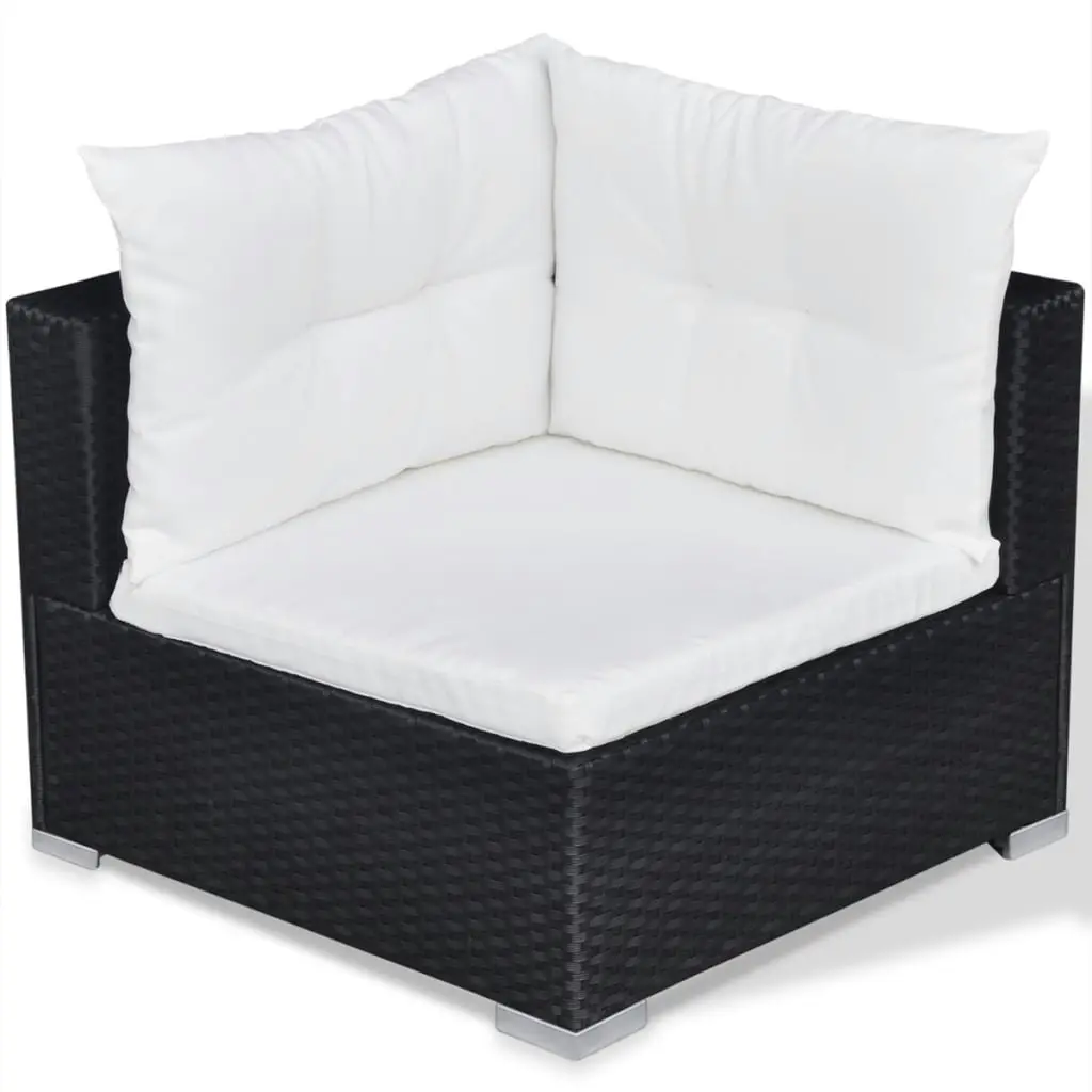 10 Piece Garden Lounge Set with Cushions Poly Rattan Black 41876