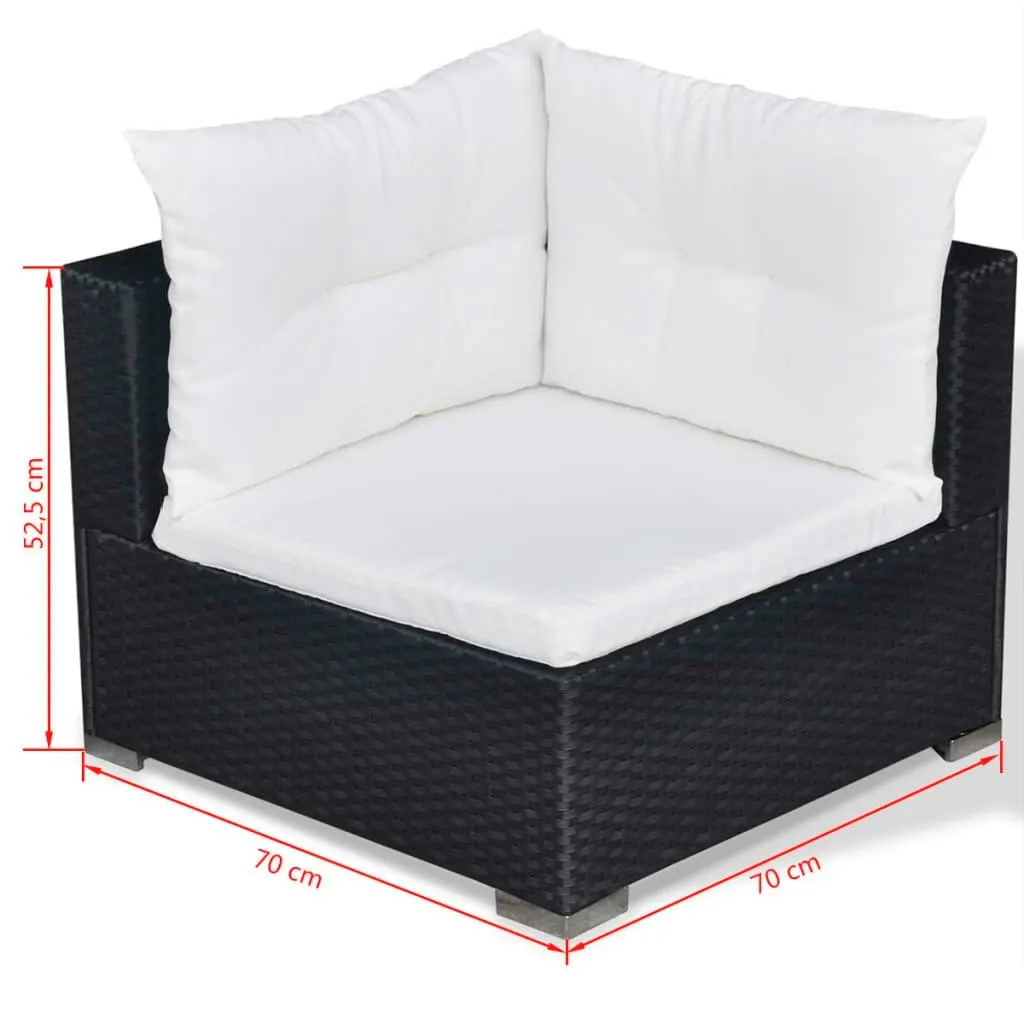 10 Piece Garden Lounge Set with Cushions Poly Rattan Black 41876