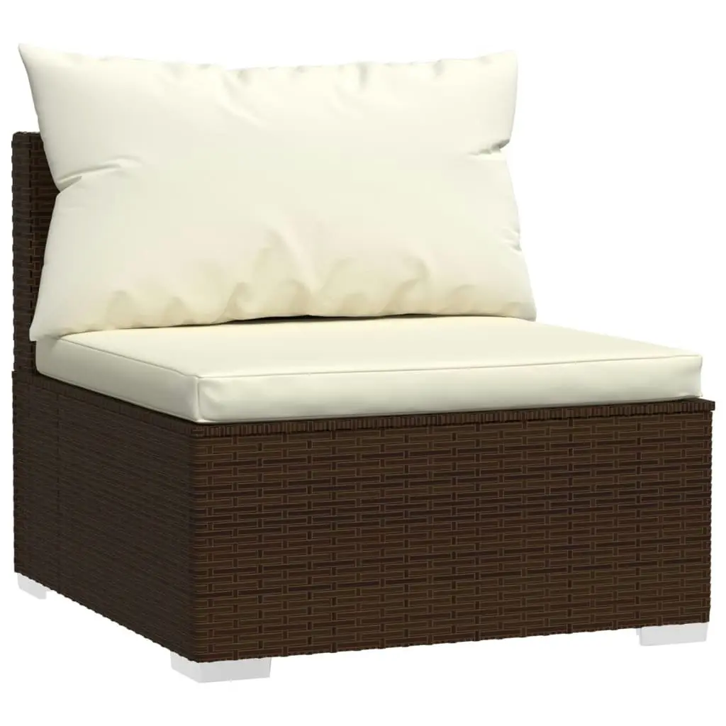 10 Piece Garden Lounge Set with Cushions Poly Rattan Brown 3102778