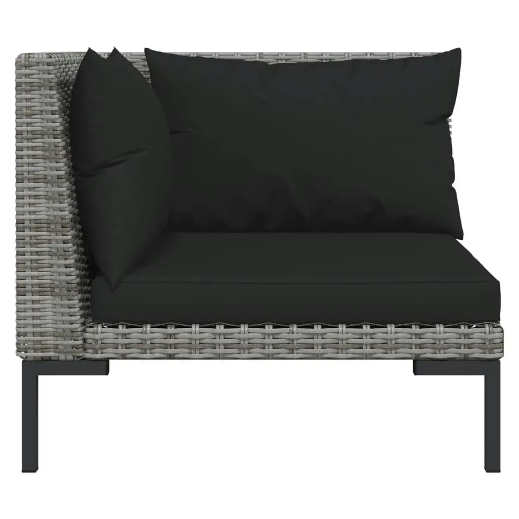 10 Piece Garden Lounge Set with Cushions Poly Rattan Dark Grey 3099877