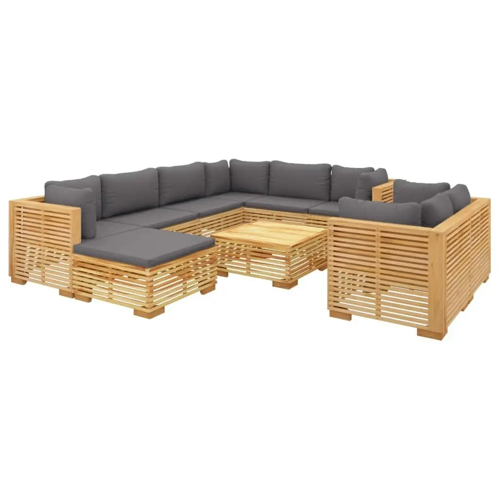 10 Piece Garden Lounge Set with Cushions Solid Teak Wood 3100882