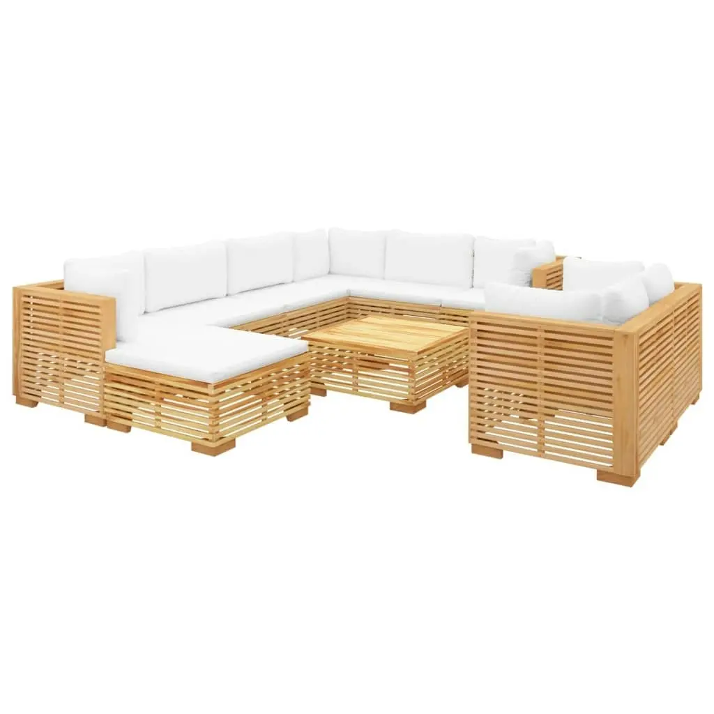 10 Piece Garden Lounge Set with Cushions Solid Teak Wood 3100881