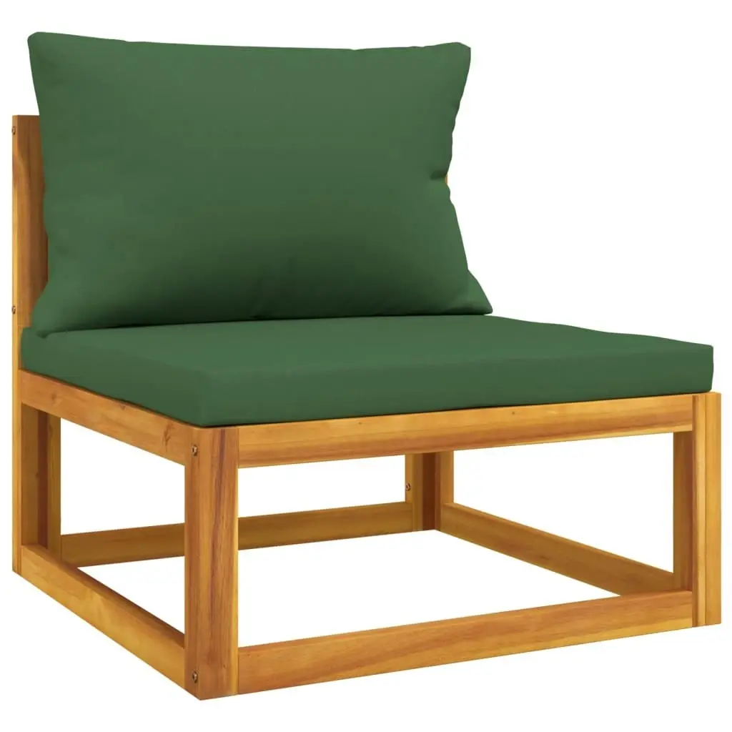 10 Piece Garden Lounge Set with Green Cushions Solid Wood 3155323