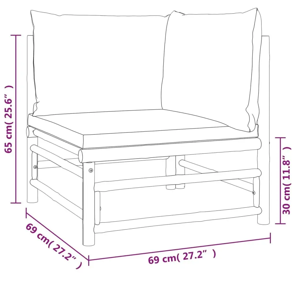 10 Piece Garden Lounge Set with Green Cushions  Bamboo 3155160