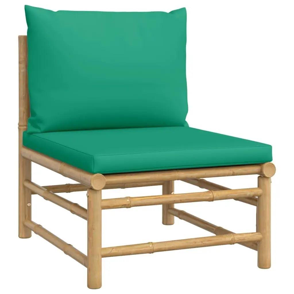 10 Piece Garden Lounge Set with Green Cushions  Bamboo 3155160