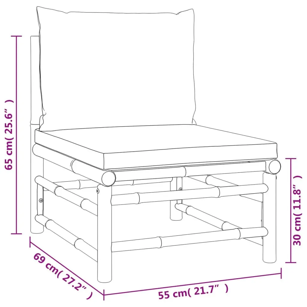 10 Piece Garden Lounge Set with Taupe Cushions  Bamboo 3155128