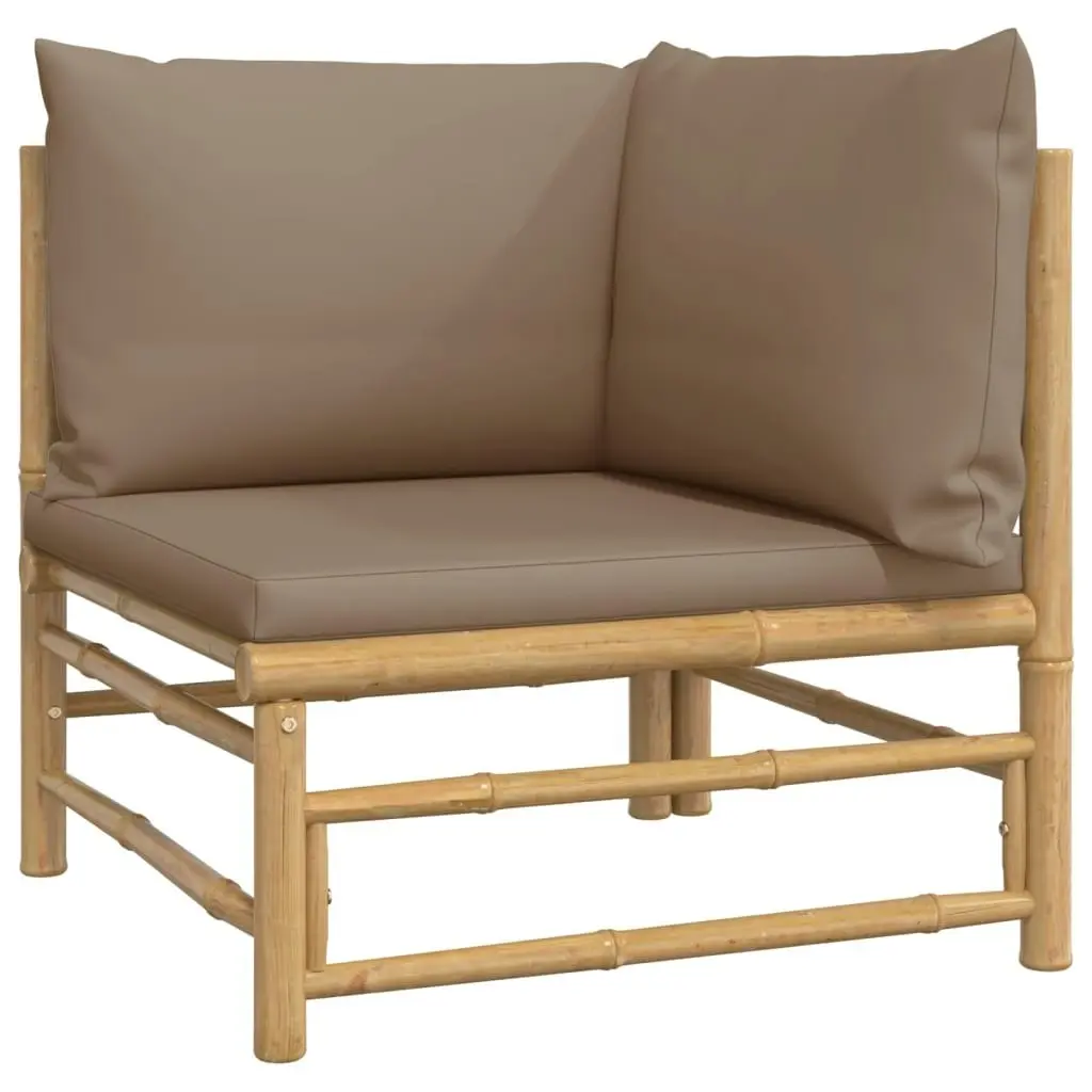 10 Piece Garden Lounge Set with Taupe Cushions  Bamboo 3155128