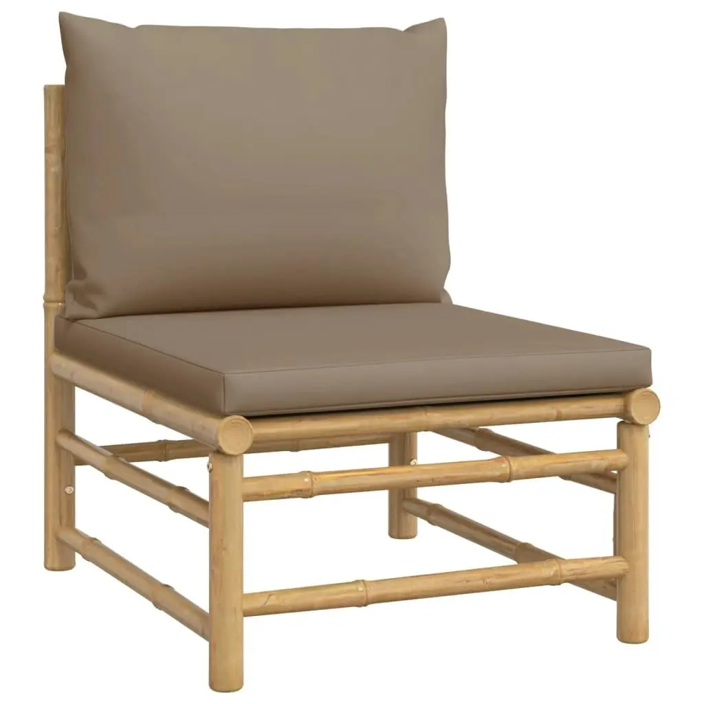 10 Piece Garden Lounge Set with Taupe Cushions  Bamboo 3155128