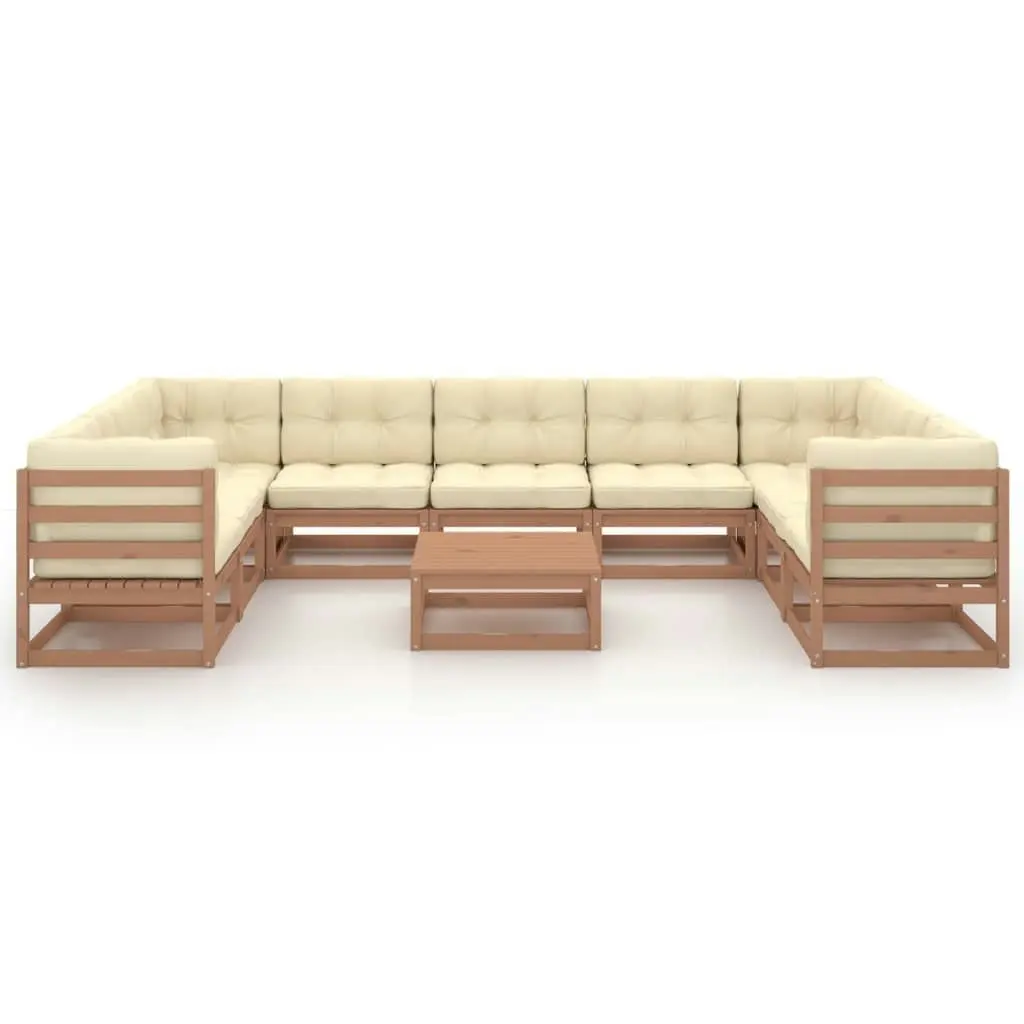 10 Piece Garden Lounge Set&Cushions Honey Brown Solid Pinewood 3078147