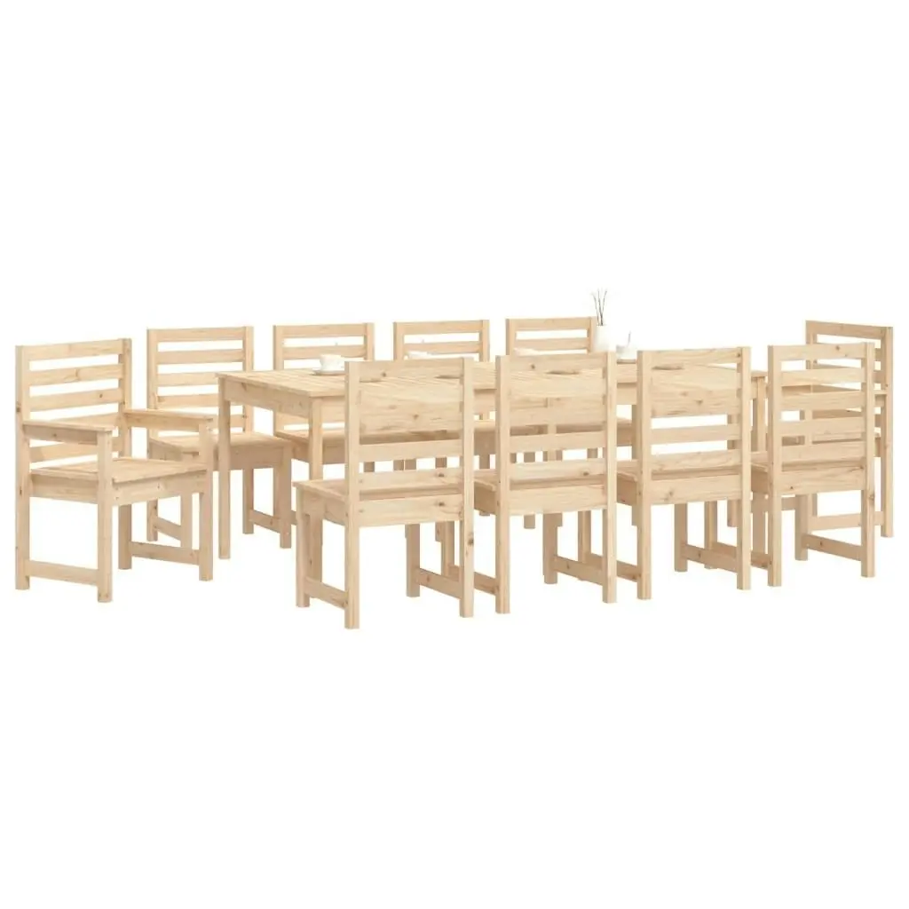 11 Piece Garden Dining Set Solid Wood Pine 3154719