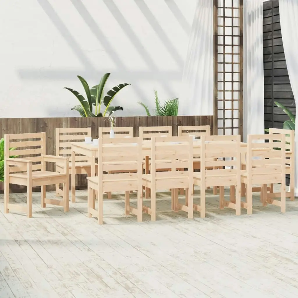 11 Piece Garden Dining Set Solid Wood Pine 3154719