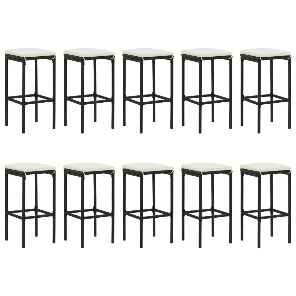 11 Piece Garden Bar Set with Cushions Black Poly Rattan 3187639