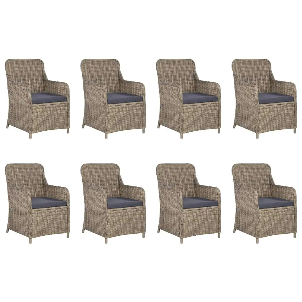 11 Piece Garden Dining Set Poly Rattan Brown 3059472