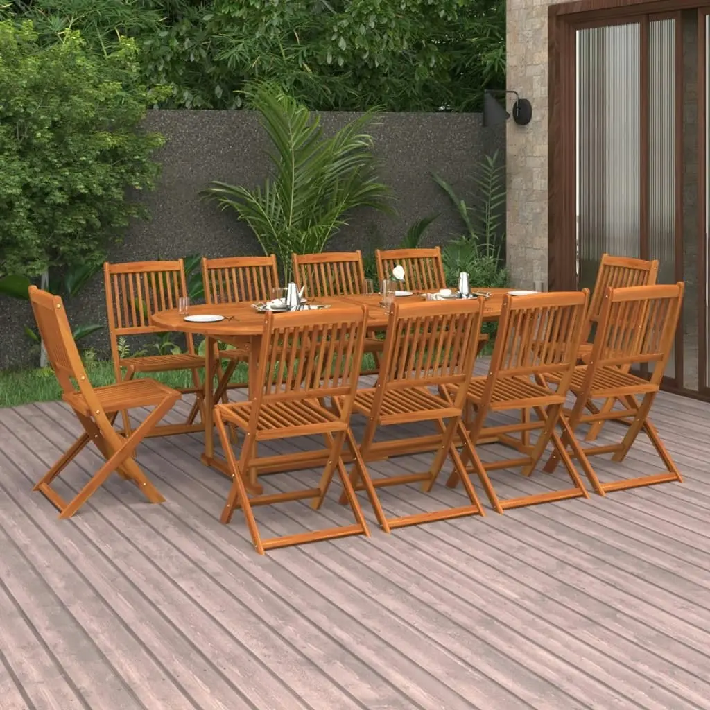 11 Piece Garden Dining Set Solid Wood Acacia 3086977