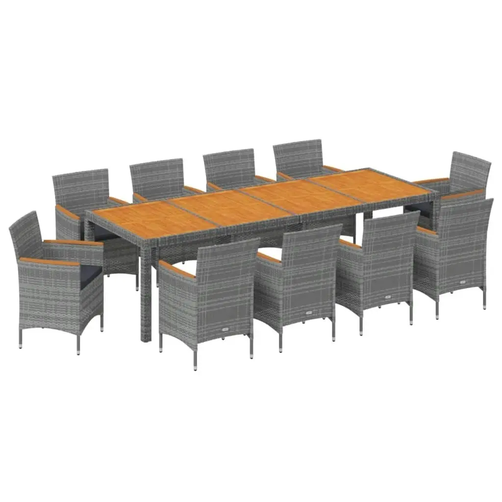 11 Piece Garden Dining Set Grey Poly Rattan 316147