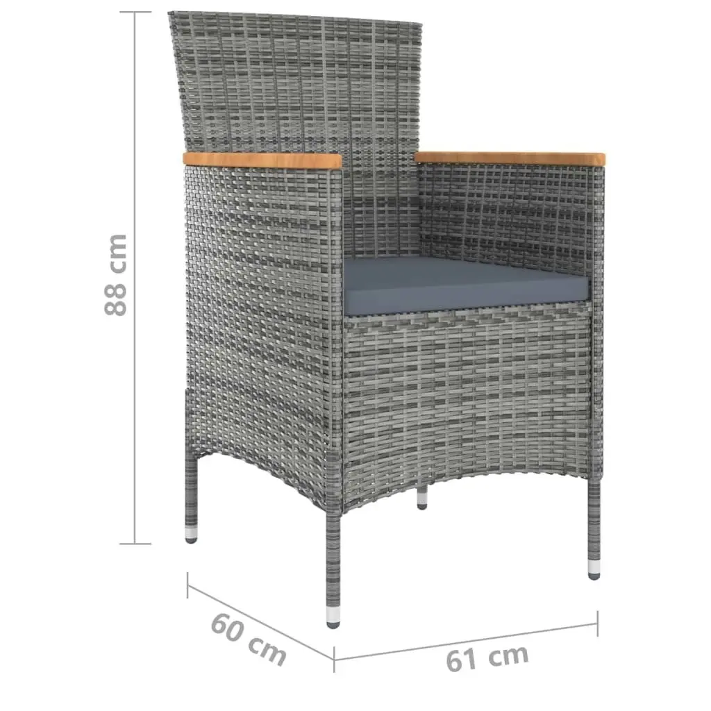 11 Piece Garden Dining Set with Cushions Grey 3103603