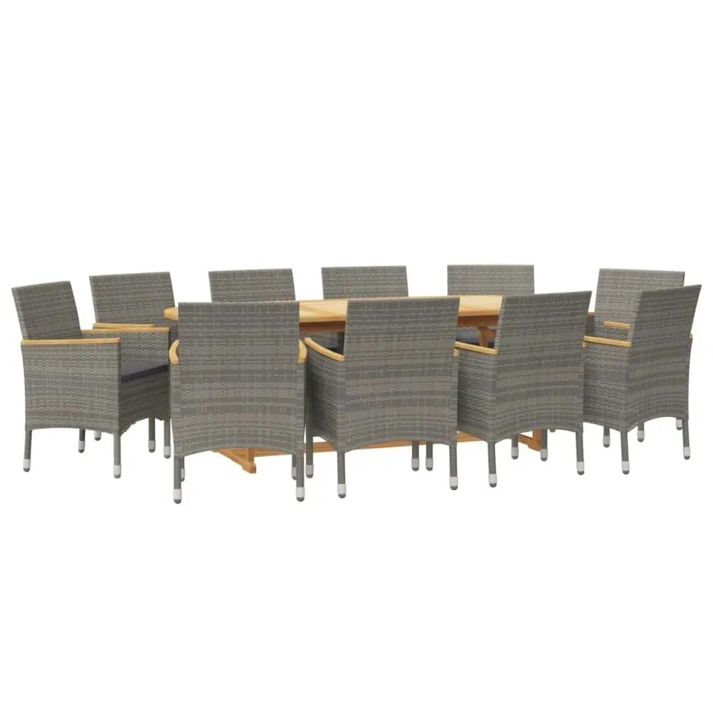 11 Piece Garden Dining Set with Cushions Grey 3103603