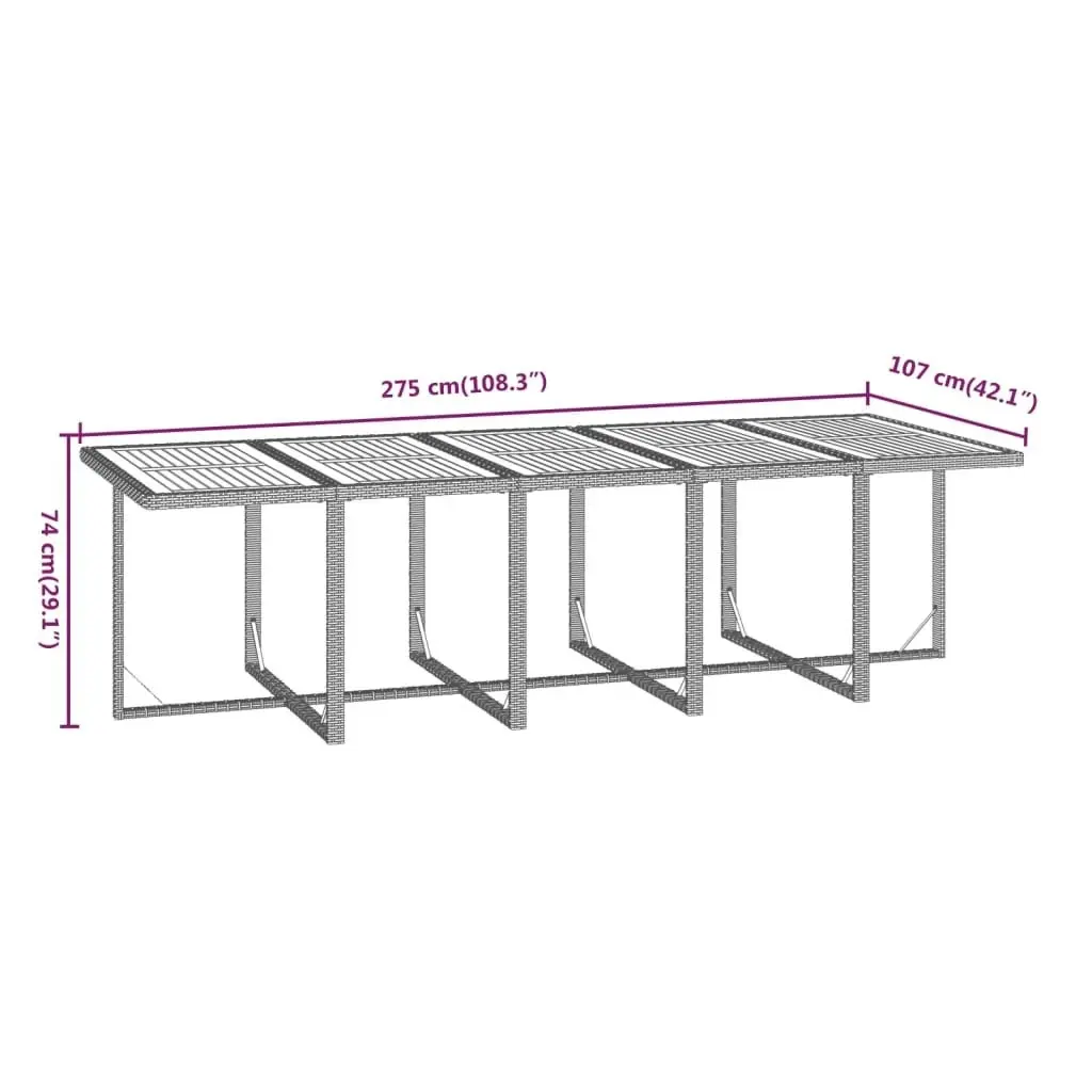 11 Piece Garden Dining Set with Cushions Poly Rattan Beige 3095608