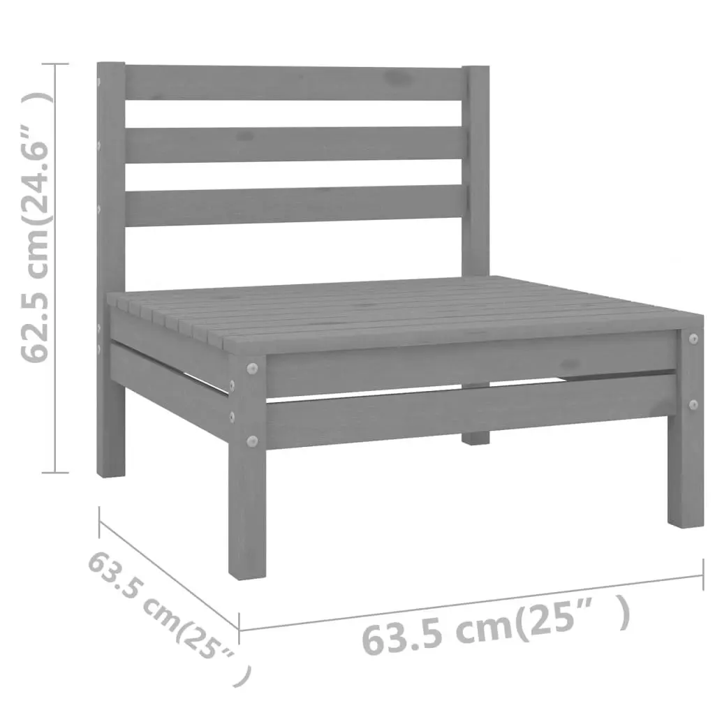 11 Piece Garden Lounge Set Grey Solid Pinewood 3083301