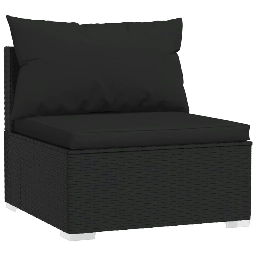 11 Piece Garden Lounge Set with Cushions Black Poly Rattan 3102528