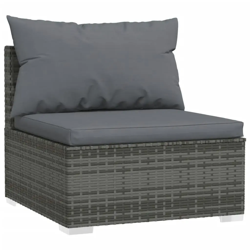 11 Piece Garden Lounge Set with Cushions Grey Poly Rattan 3102525