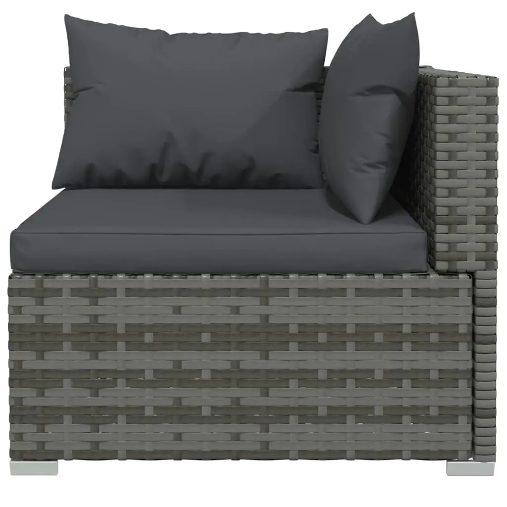 11 Piece Garden Lounge Set with Cushions Grey Poly Rattan 3102877