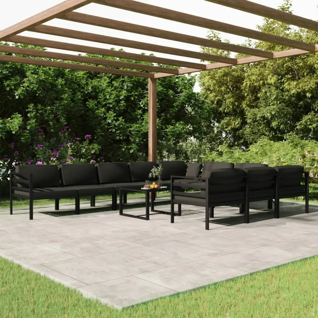 11 Piece Garden Lounge Set with Cushions Aluminium Anthracite 3107826