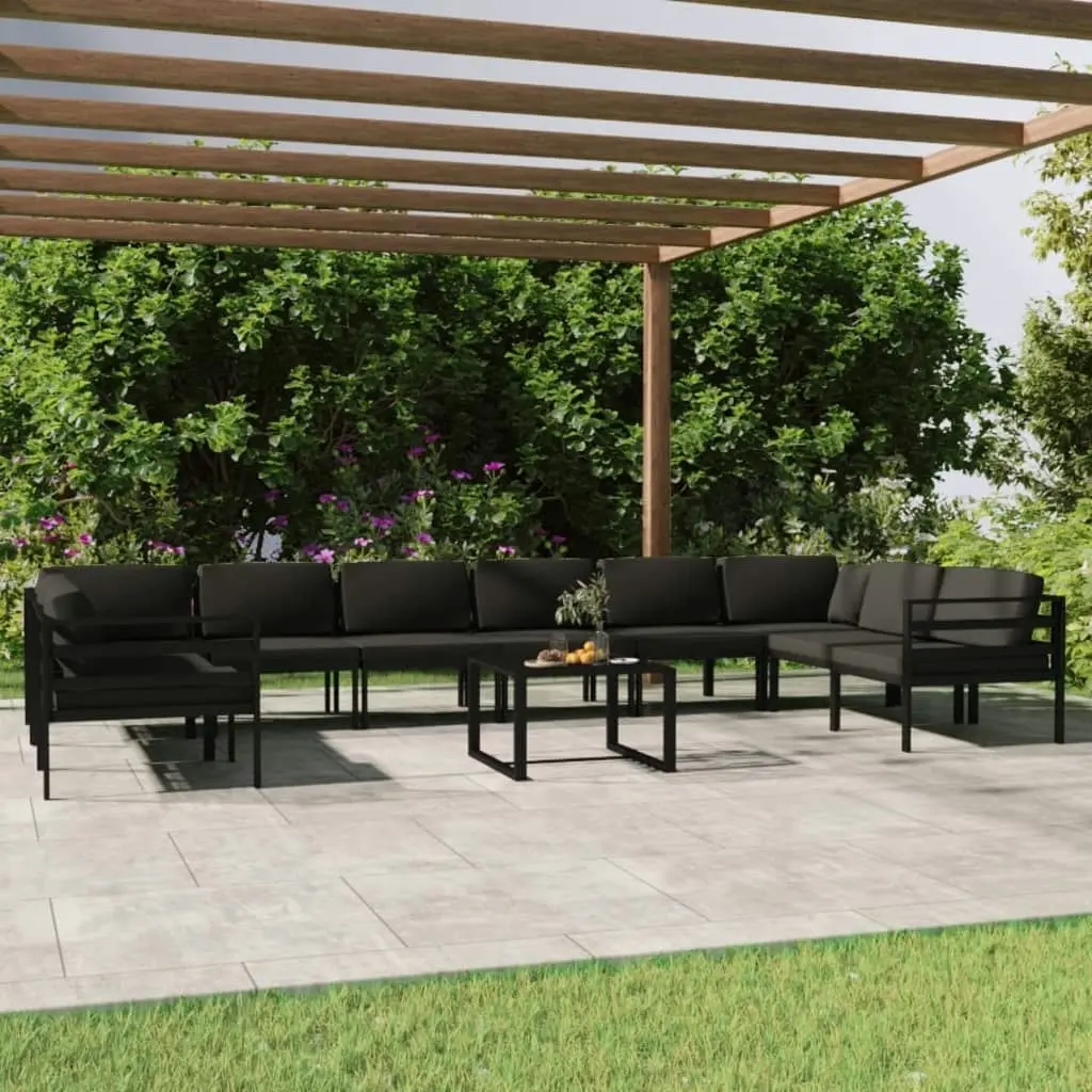 11 Piece Garden Lounge Set with Cushions Aluminium Anthracite 3107817