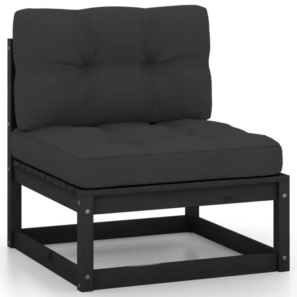 11 Piece Garden Lounge Set with Cushions Black Solid Pinewood 3076928