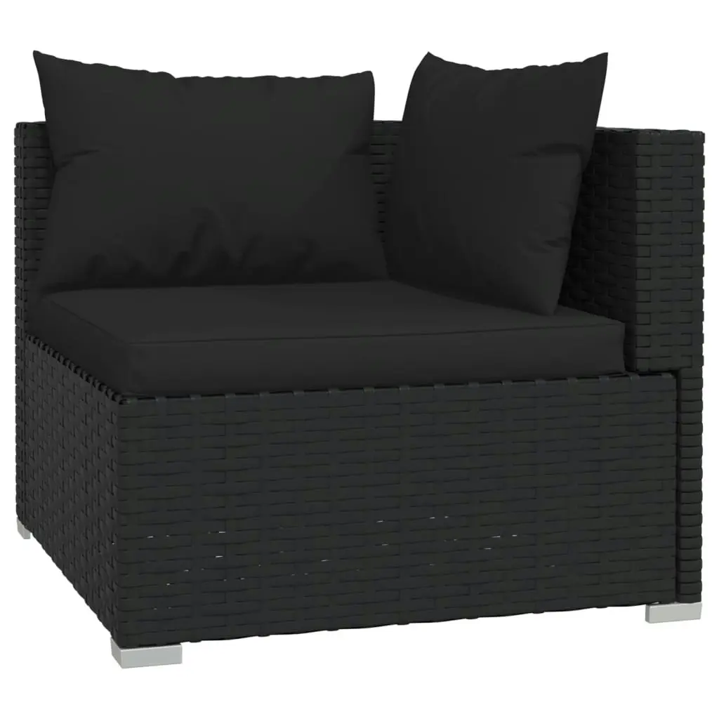 11 Piece Garden Lounge Set with Cushions Black Poly Rattan 3102120