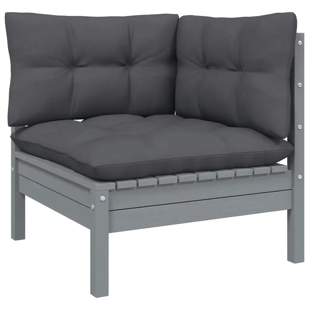 11 Piece Garden Lounge Set with Cushions Grey Solid Pinewood 3096937