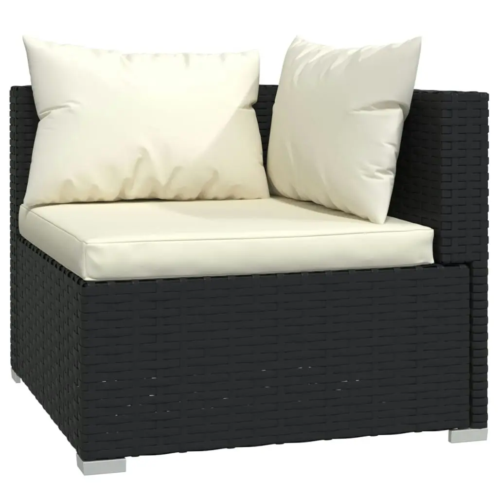 11 Piece Garden Lounge Set with Cushions Black Poly Rattan 3102871