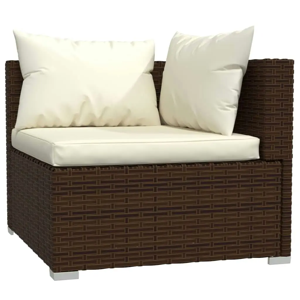 11 Piece Garden Lounge Set with Cushions Poly Rattan Brown 3102602