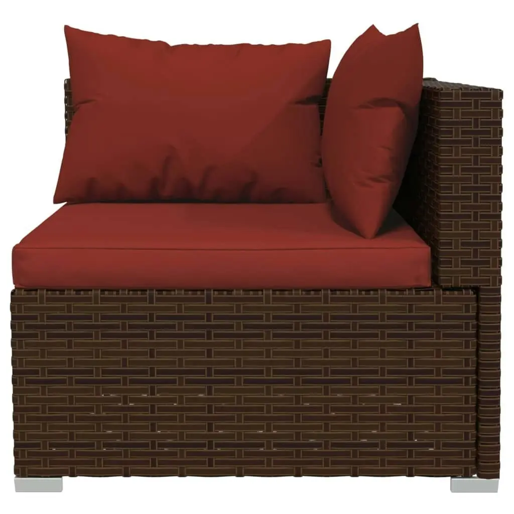 11 Piece Garden Lounge Set with Cushions Poly Rattan Brown 3102803