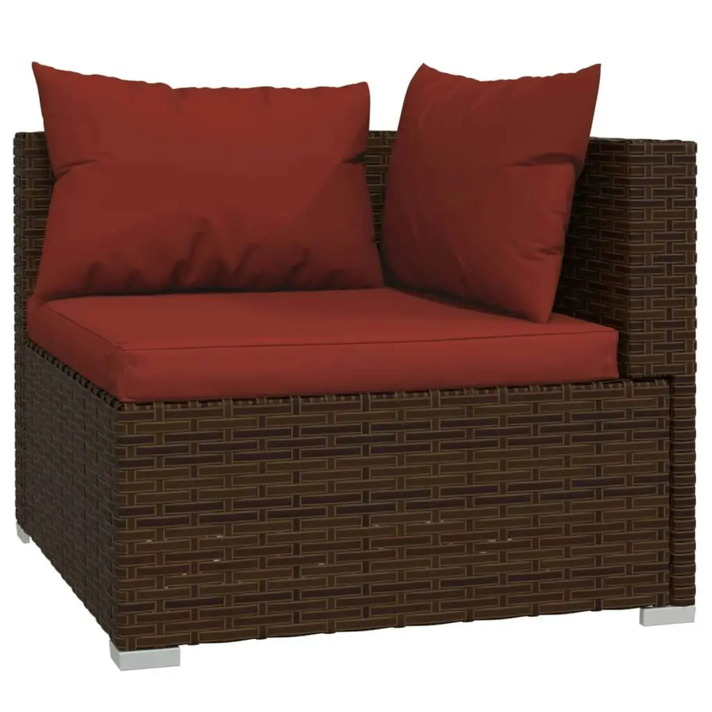 11 Piece Garden Lounge Set with Cushions Poly Rattan Brown 3102803