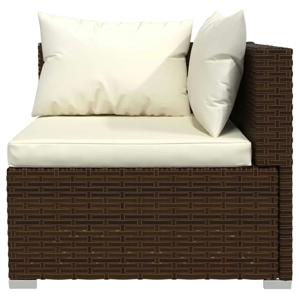 11 Piece Garden Lounge Set with Cushions Poly Rattan Brown 3102802