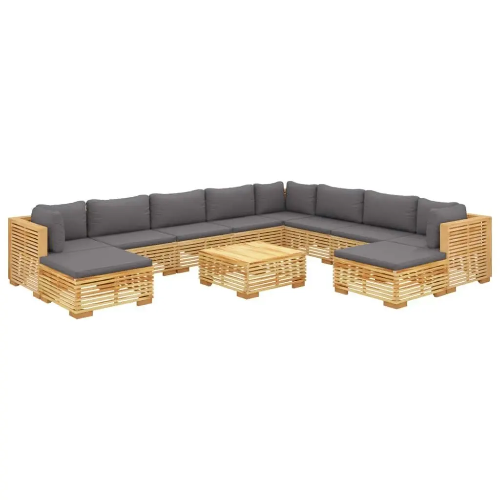 11 Piece Garden Lounge Set with Cushions Solid Teak Wood 3100884