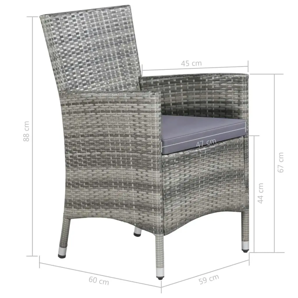 11 Piece Outdoor Dining Set with Cushions Poly Rattan Grey 43957