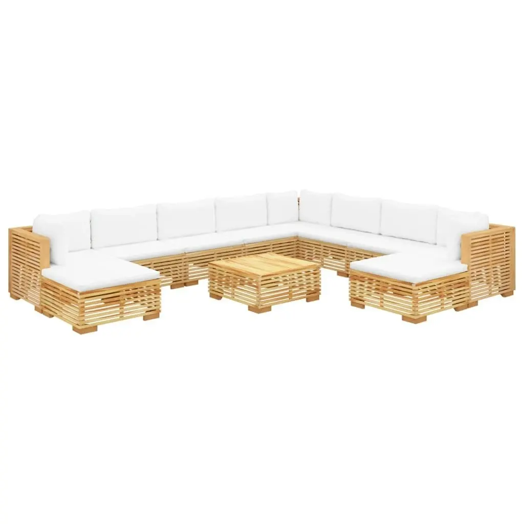 11 Piece Garden Lounge Set with Cushions Solid Teak Wood 3100883