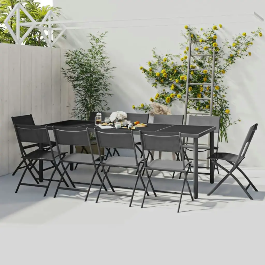 11 Piece Outdoor Dining Set Steel 3073499