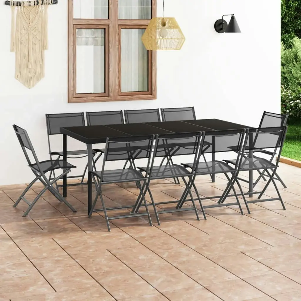 11 Piece Outdoor Dining Set Steel 3073497