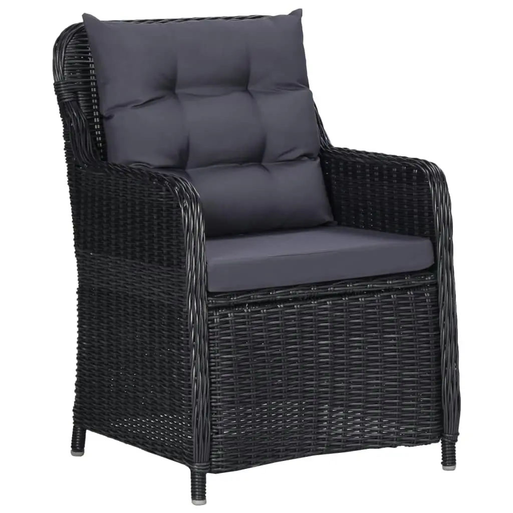 11 Piece Outdoor Dining Set Poly Rattan Black 3057811