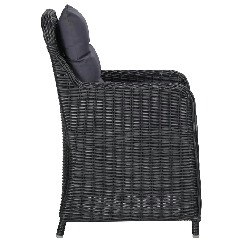 11 Piece Outdoor Dining Set Poly Rattan Black 3057811