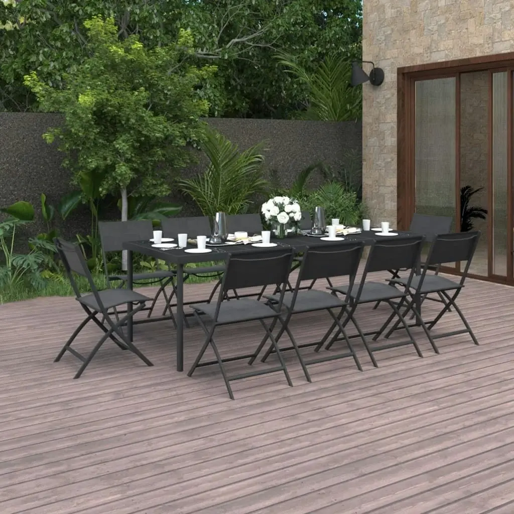 11 Piece Outdoor Dining Set Steel 3073508